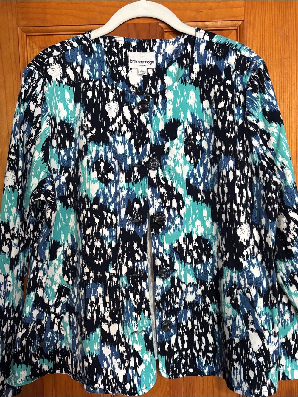 breckenridge Blue, Teal & White Patterned Blazer